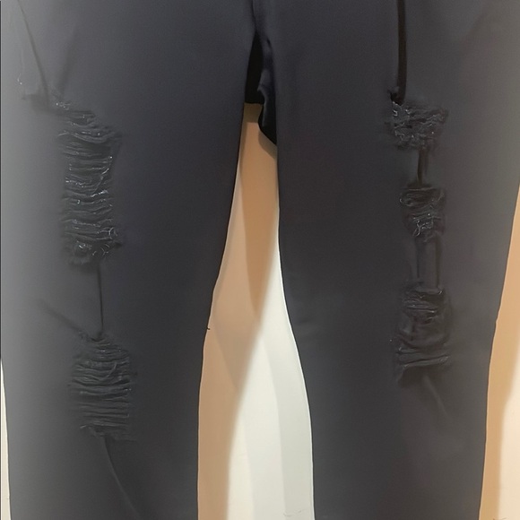 Womens Good American Good Legs Distressed Jeans Black Plus Size - Picture 3 of 7